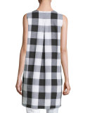 Sleeveless Gingham Layered Shirt