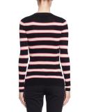 Derring Striped Fitted Pullover Sweater, Ecru/Black