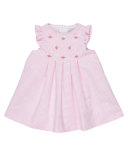 Pleated Striped Ottoman Dress, Pink, Size 3-24 Months