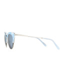 Josephine Mirrored Cat-Eye Sunglasses, White