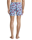 Moorea Swim Trunks W/ Flocked Turtles, Light Blue