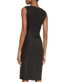 Floral-Lace Accent Sheath Dress, Black