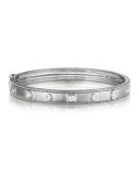 18K White Gold Bangle with Round & Square Diamond Stations