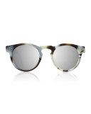 Leonard Round Mirrored Sunglasses, Horn/Silver
