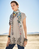 Seal Short-Sleeve Long Lace-Hem Tunic 