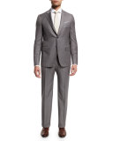Super 140s Striped Two-Piece Suit, Light Gray