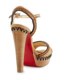Trepi Leather 140mm Red Sole Sandal, Cognac