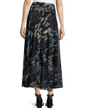 Abstract-Print Tulle Midi Skirt, Black/Blue