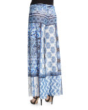 Wide-Leg Mixed-Print Pants