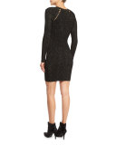 Metallic Jacquard Sheath Dress, Black/Gold
