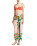 Borel Soft Voile Pareo Coverup, Green/Orange/Blue/Pink