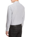 Gingham Woven Sport Shirt, Medium Gray Check