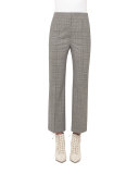 Cara Check-Print Ankle Pants, Black/Moonstone