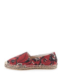 Canaee Printed Espadrille Flat, Burgundy