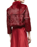 3/4-Sleeve Fur Bolero, Ruby