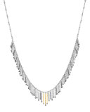 Spring Sterling Silver & Gold Necklace with Diamonds, Small