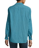 Eileen Long-Sleeve Button-Front Shirt, Blue