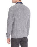 Pure Cashmere Modern Cable-Knit Sweater, Gray
