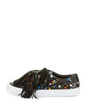 Logan Splatter-Print Tassel Sneaker