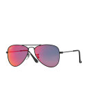Children's Mirrored Aviator Sunglasses, Black/Red