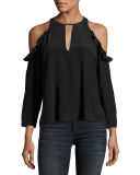 Casius Cold-Shoulder Crepe Top