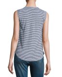 Taft Point Mini-Stripe Lace-Up Tank Top, White