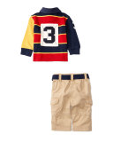 Cotton Rugby Jersey w/ Cargo Pants, Red/Blue, Size 9-24 Months