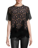 Fluid Silk Jersey Tee, Vintage Floral