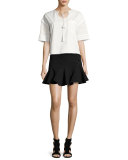 Stretch Jersey Fit-and-Flare Mini Skirt