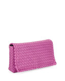 Small Woven Leather Clutch Bag, Pink