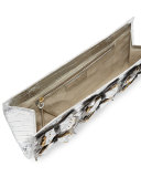 Butterfly Crocodile Small Slicer Clutch Bag, Silver/Multi