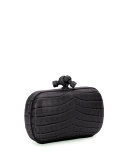 Knot Crocodile Clutch Bag, Black