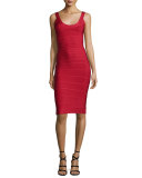 Scoop-Neck Bandage Dress, Lipstick