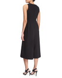 Stretch Twill V-Neck Gaucho Jumpsuit, Black