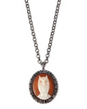 Owl Carnelian Necklace with Diamonds
