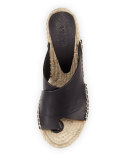 Suraya Crisscross Leather Espadrille Mule, Black