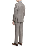 G-Line Windowpane Two-Piece Wool Suit, Tan
