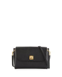 Milla Small Leather Clutch Bag, Black