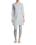 Striped Interlock Tunic, Gray/White