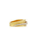 !8K Hammered Ring with Diamond Stripe, Size 7