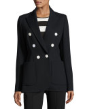 Double-Breasted Scuba Jacket, Navy
