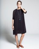 Sleeveless Pleated Stretch-Crepe Dress, Dark Blue