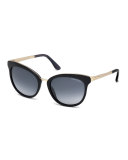 Emma Gradient Cat-Eye Sunglasses, Black