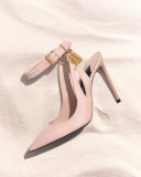 Leather Ankle-Lock 105mm Pump, Nude