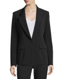 Crepe Single-Button Blazer, Black