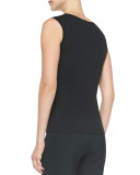 Sleeveless Wool-Silk Shell, Black