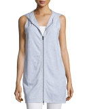 Zip-Front Hooded Jersey Vest, Dark Pearl 