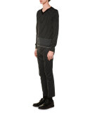 Tonal-Check Wool Biker Pants, Charcoal