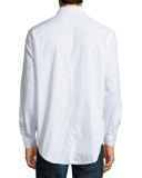 Tonal Jacquard Long-Sleeve Sport Shirt, White