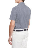 William Printed Short-Sleeve Sport Shirt, Navy